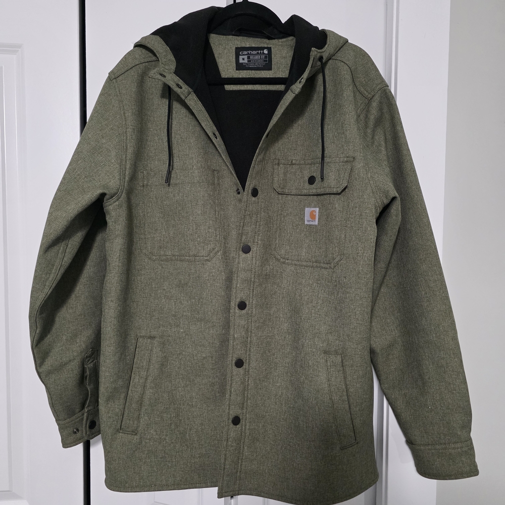 Carhartt Men's Green Hooded Shirt Jacket